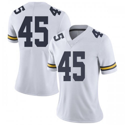 Adam Shibley Michigan Wolverines Women's NCAA #45 White Limited Brand Jordan College Stitched Football Jersey DVS4054VY